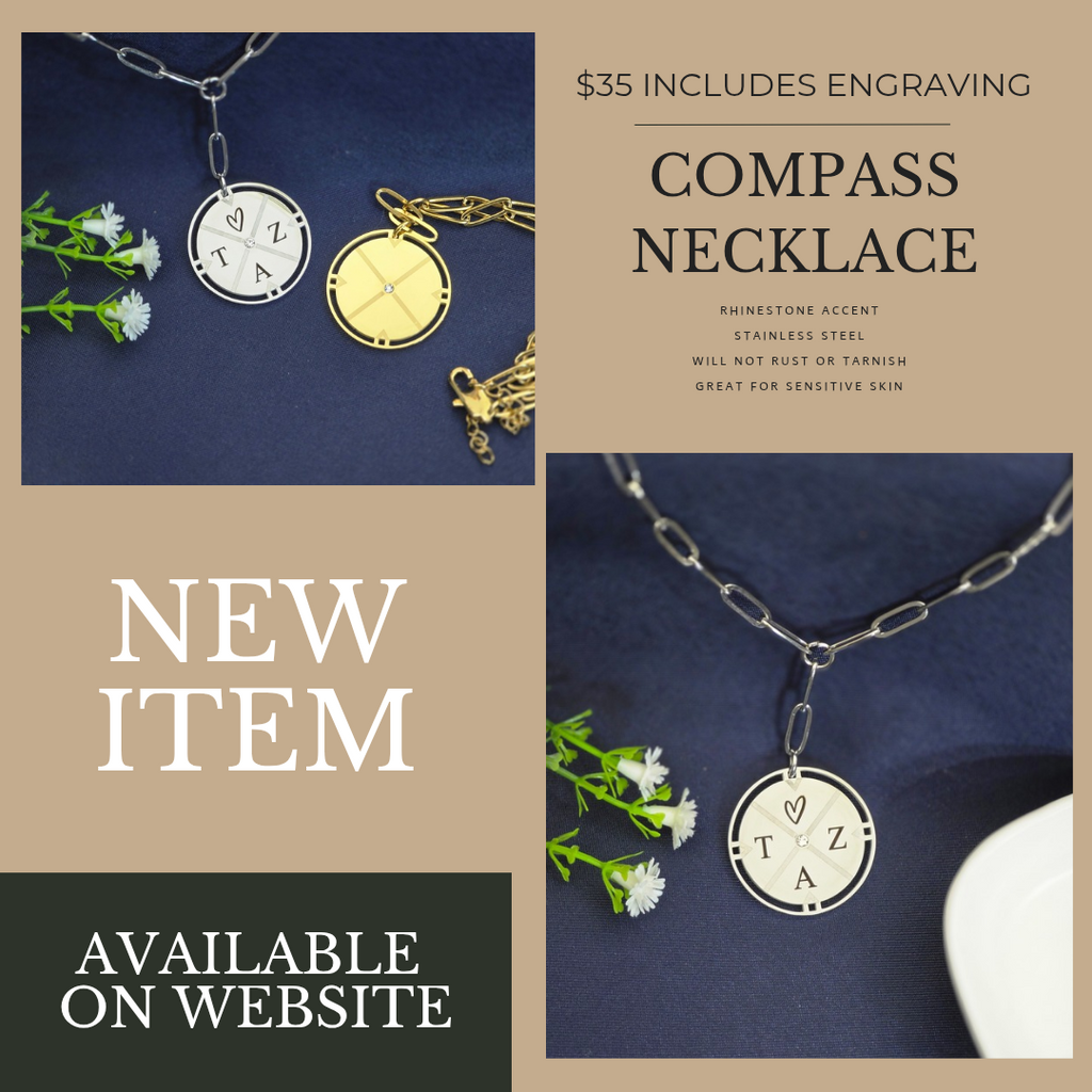 Stainless Steel Compass Necklace