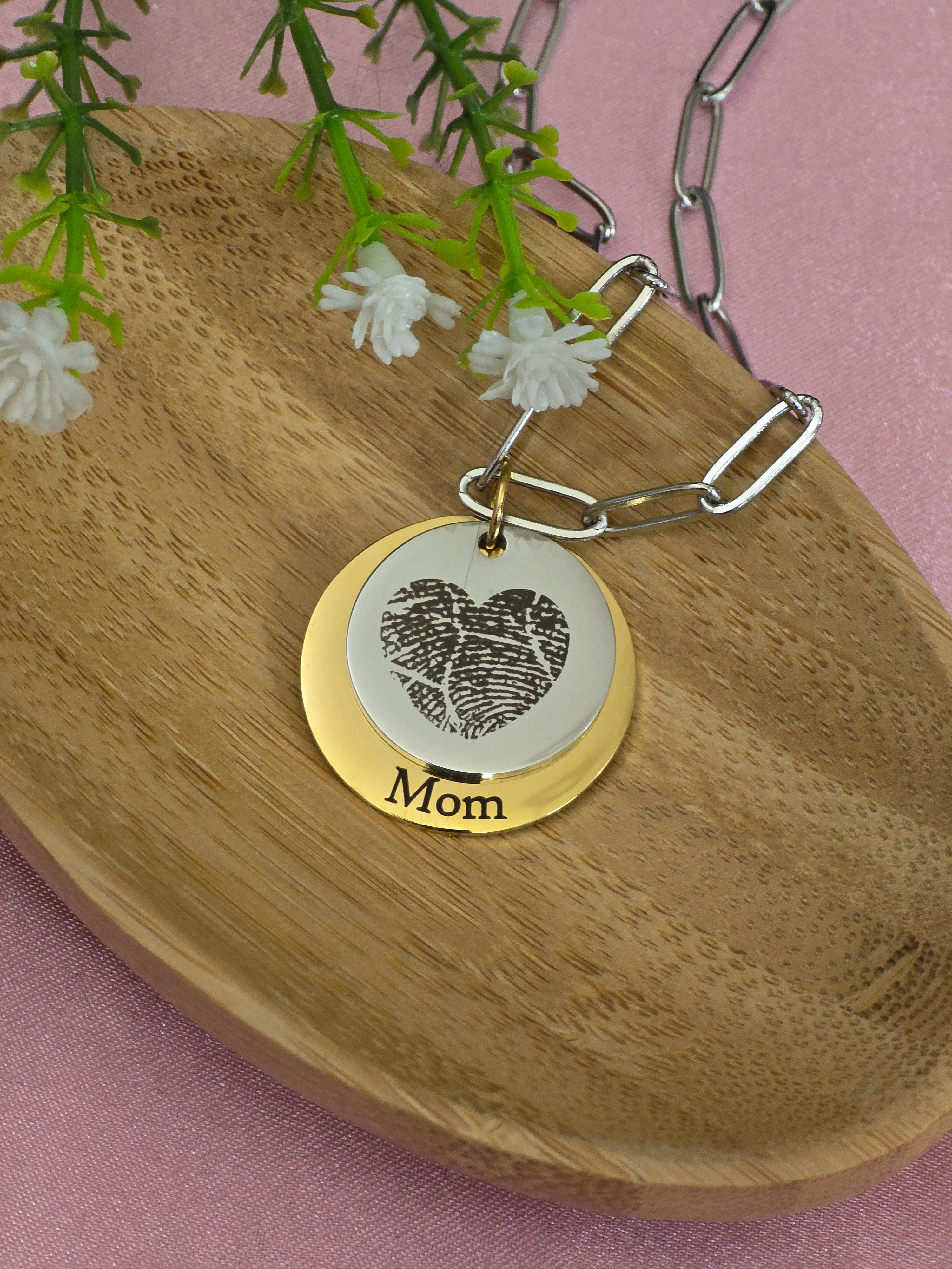 Fingerprint Heart Memory Necklace – Personalized Stainless Steel Keepsake