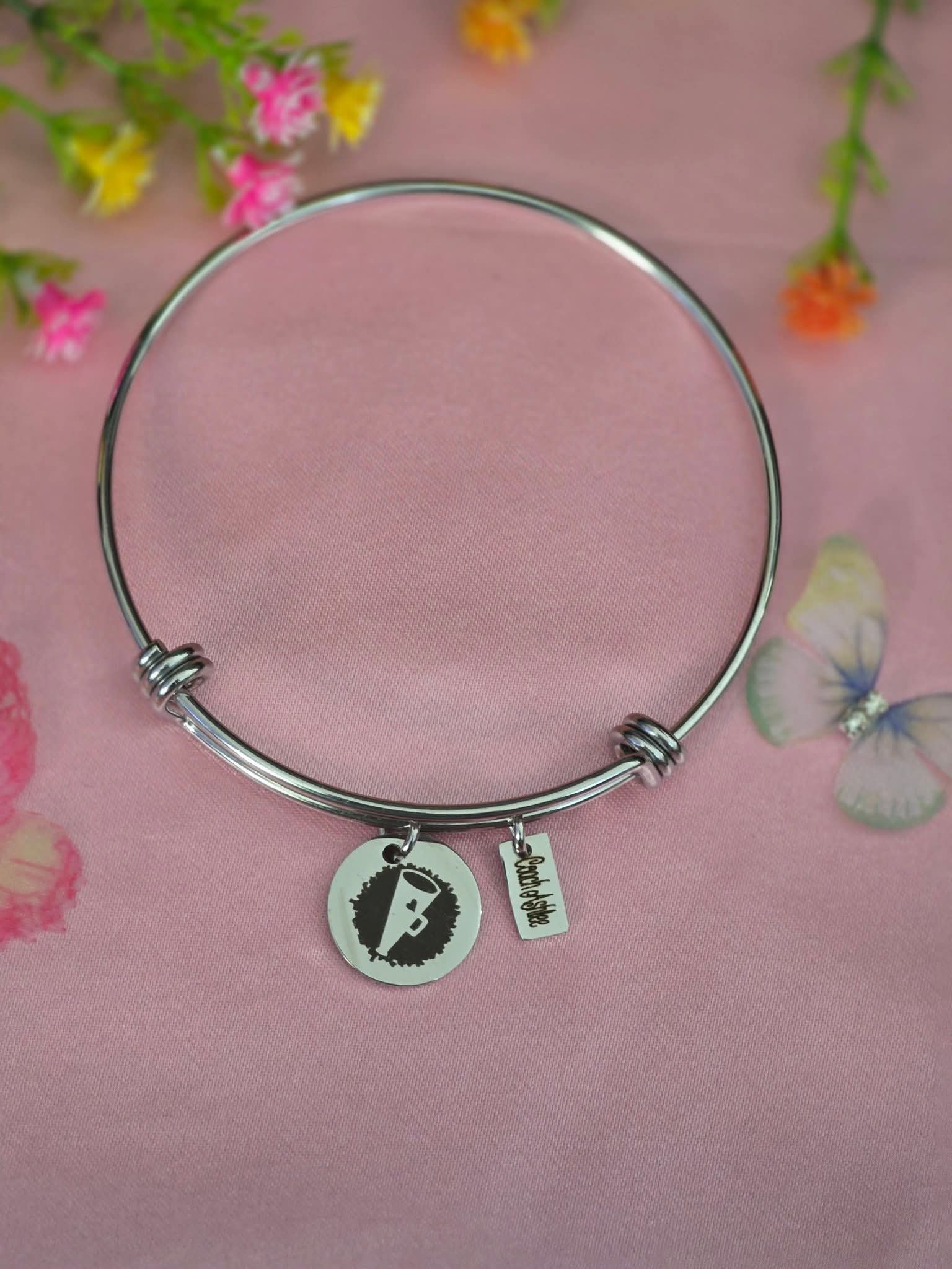 2 Charm Stainless Steel Bangle