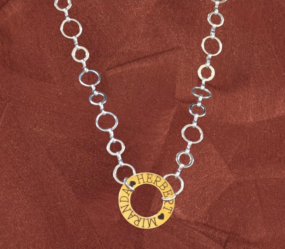 Two-toned Stainless Steel Open Circle Necklace
