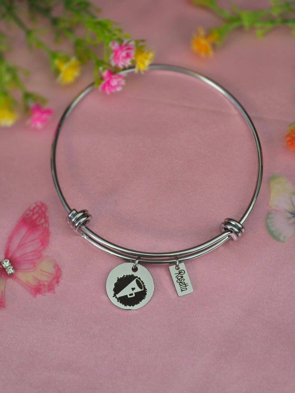 2 Charm Stainless Steel Bangle