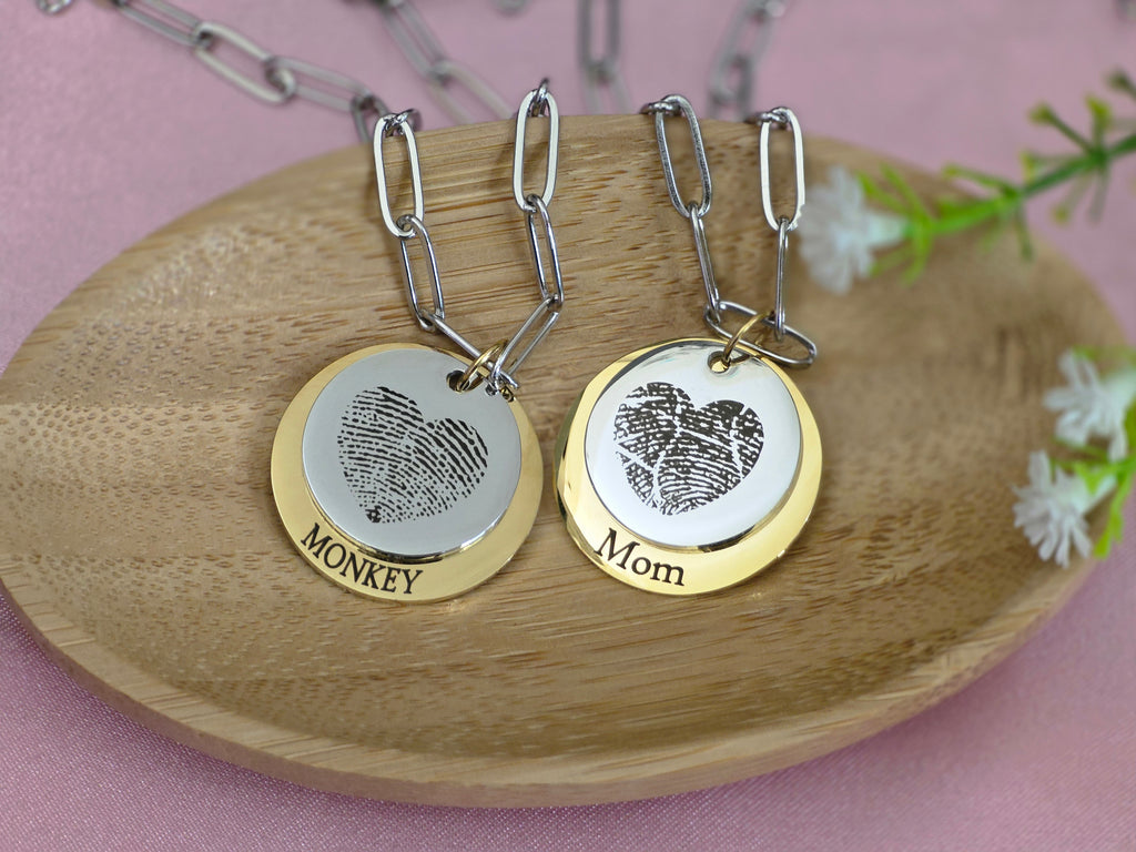Fingerprint Heart Memory Necklace – Personalized Stainless Steel Keepsake
