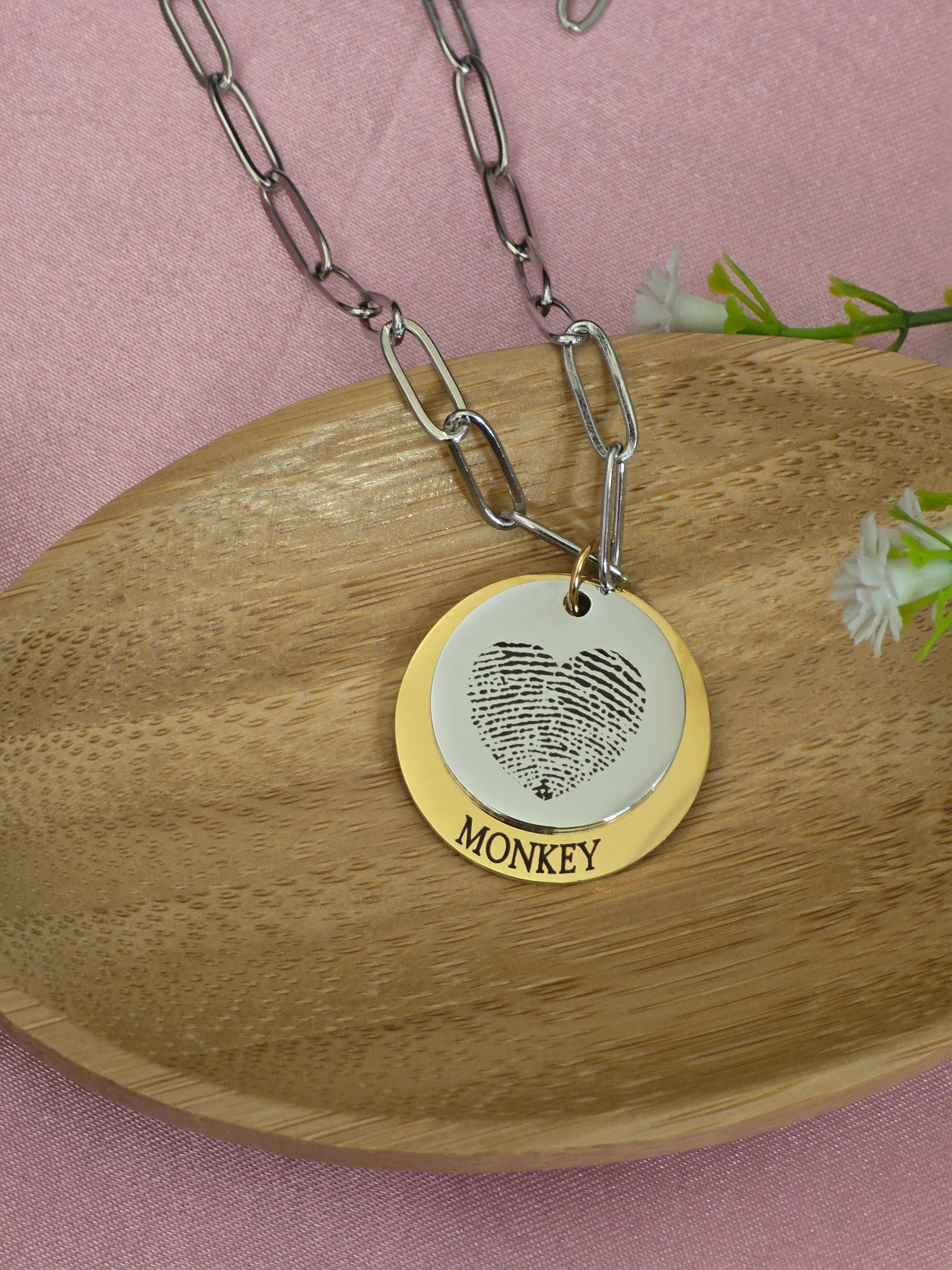 Fingerprint Heart Memory Necklace – Personalized Stainless Steel Keepsake