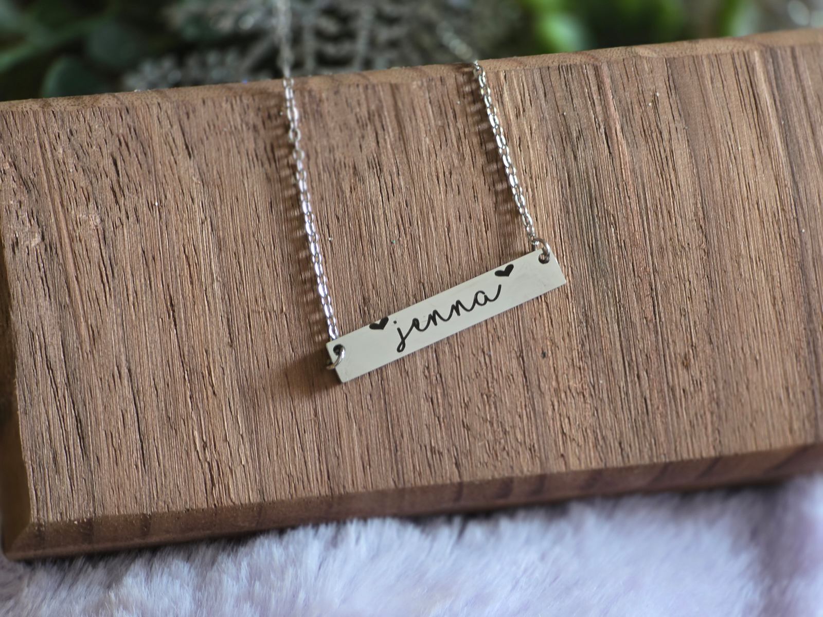 Horizontal Bar Handwriting Necklace