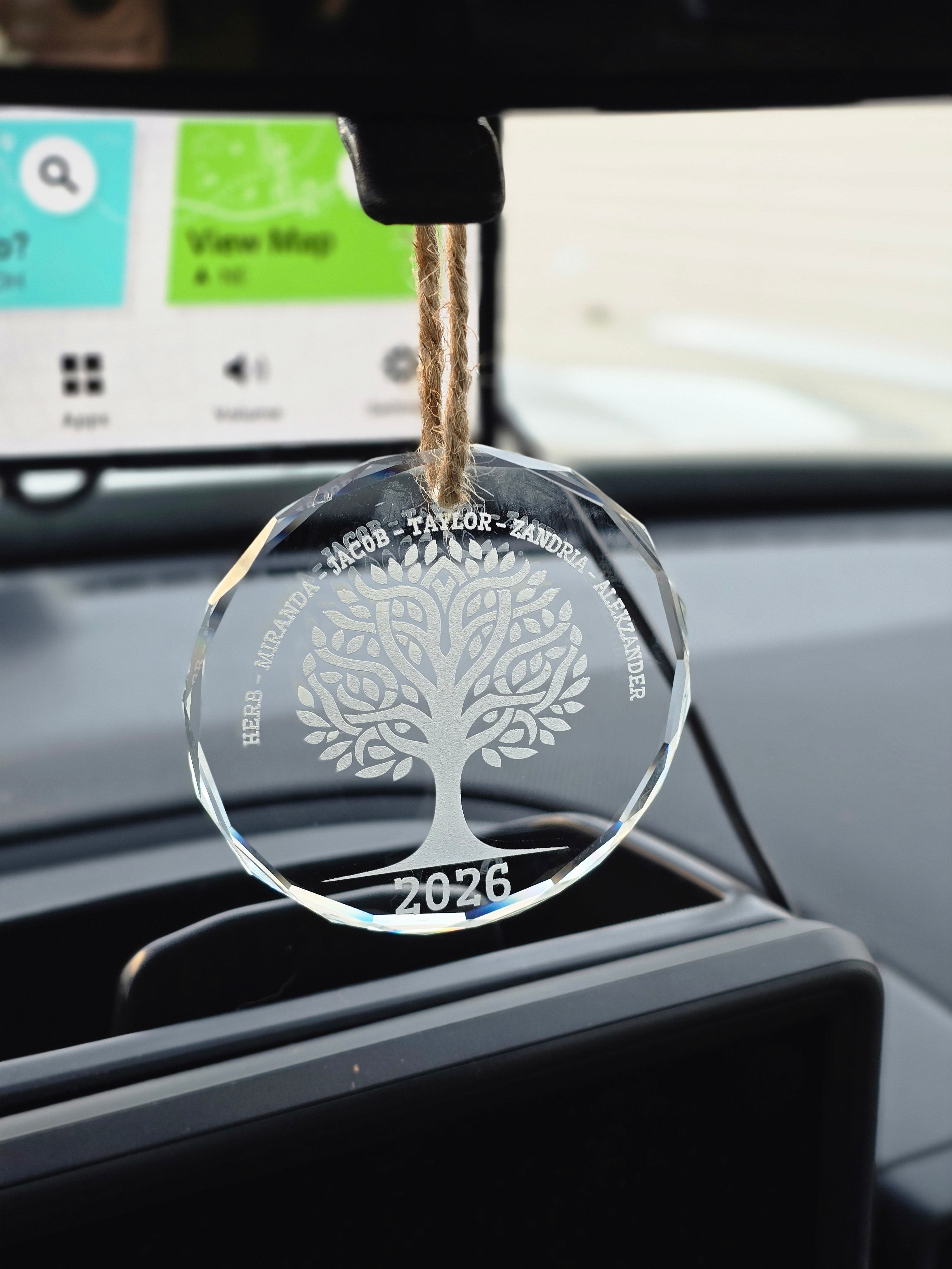 Family Tree Engraved Glass ornament