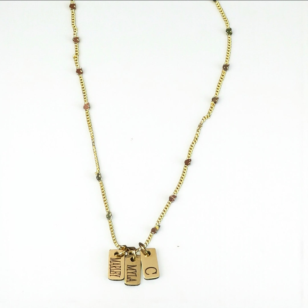 Stainless Steel Petite Tag Charm Necklace