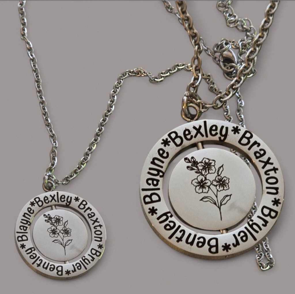 Stainless Steel Silver Rotating Circle Necklace