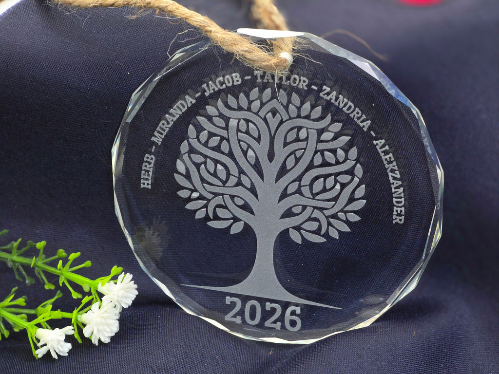 Family Tree Engraved Glass ornament