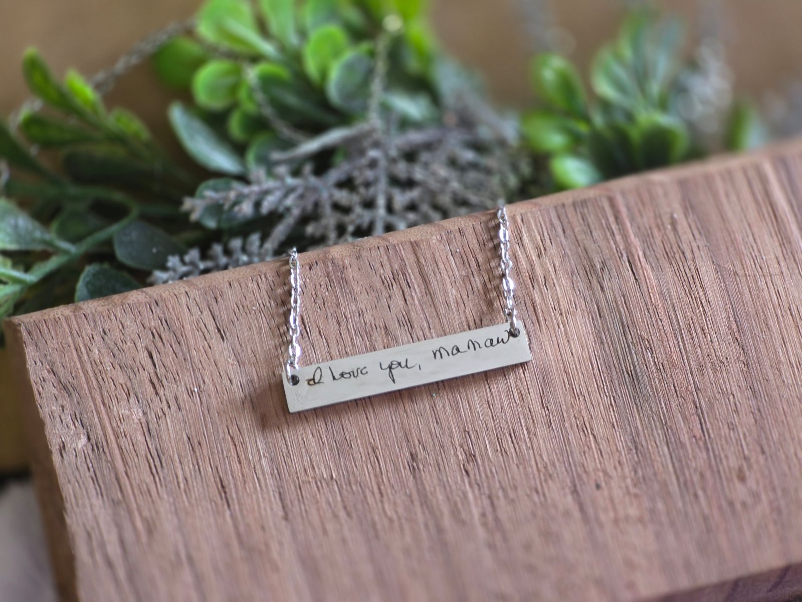 Horizontal Bar Handwriting Necklace