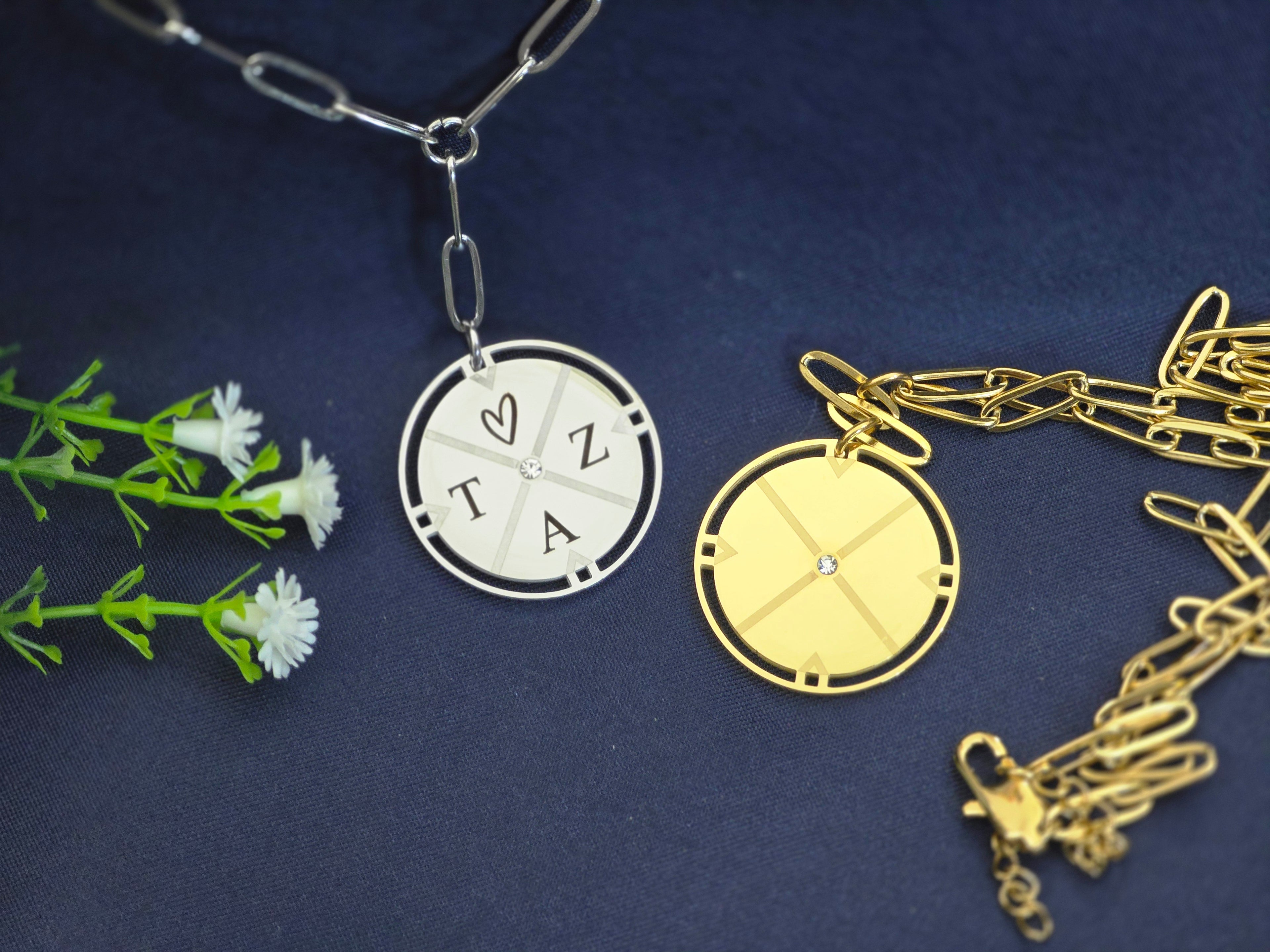 Stainless Steel Compass Necklace